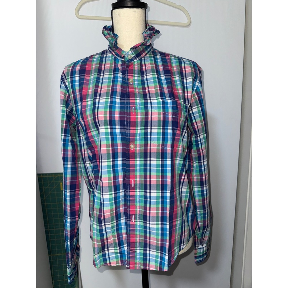 Upcycled Men's Shirt with Ruffle Collar, Reworked Button Down, One of a Kind